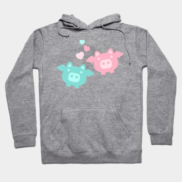 Pastel Flying Pigs in Love Hoodie by XOOXOO